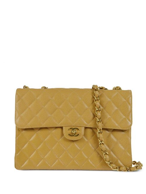 2002 jumbo Classic Flap shoulder bag - Neutrals