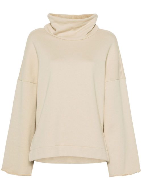 High-neck cotton sweatshirt - Neutrals