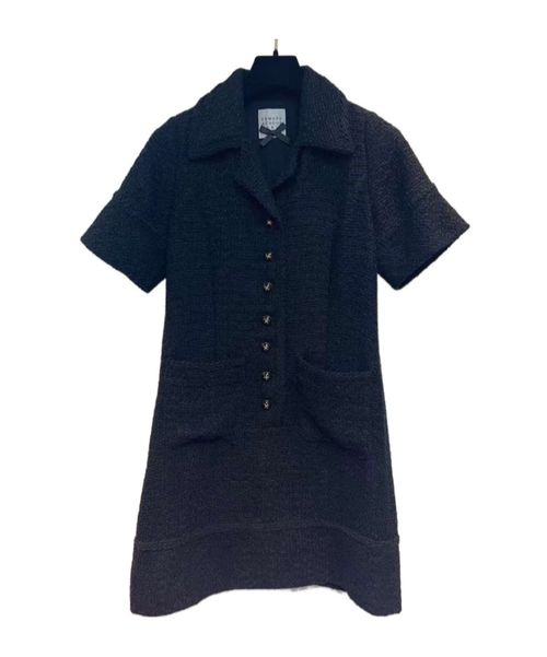 Short-sleeved lapel dress