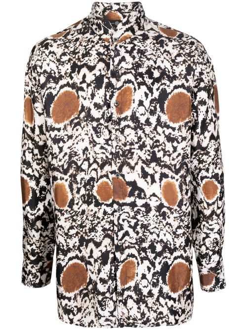 Abstract-pattern long-sleeve shirt - White