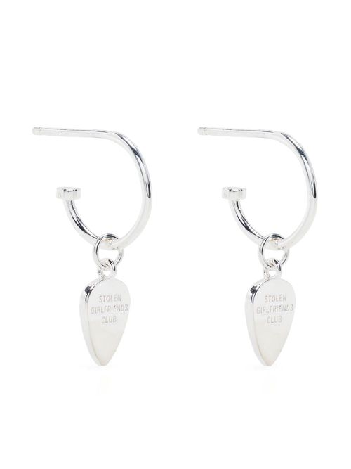 Guitar pic-charm earrings - Silver