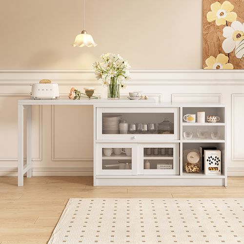 Moderner 1200 mm ausziehbarer Sideboard Esstisch in Weiß
