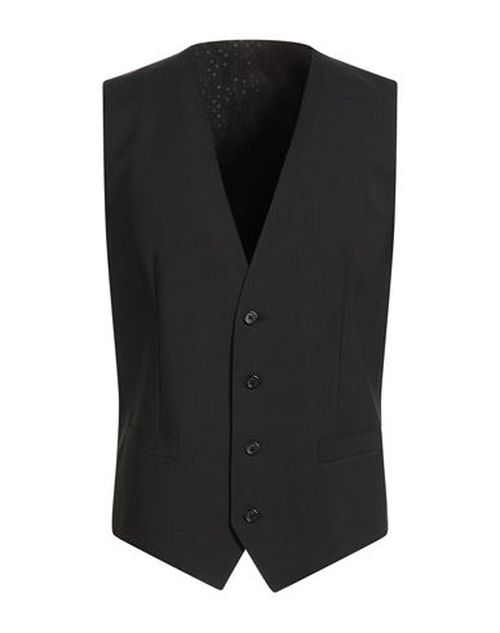 Man Tailored Vest Black Size 34 Virgin Wool, Elastane