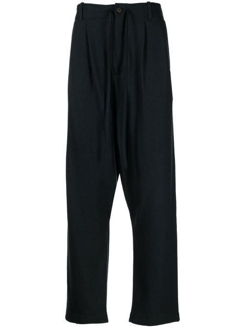 Pleated drop-crotch trousers - Blue