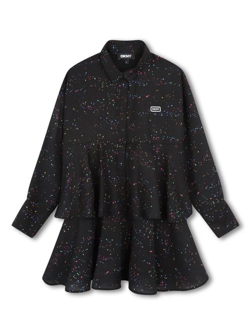 Layered space-print dress - Black