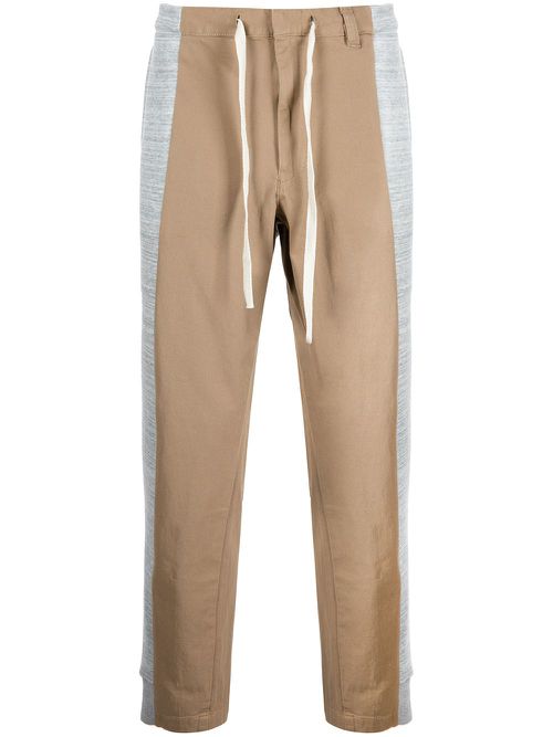 Panelled drawstring chinos - Brown