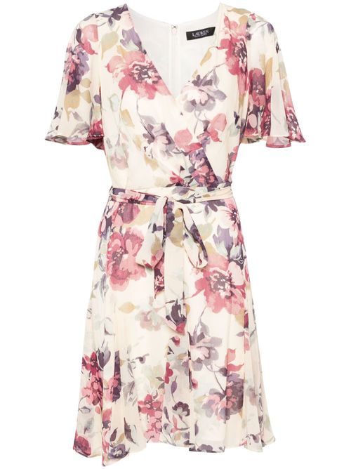 Floral-print wrap dress - Neutrals