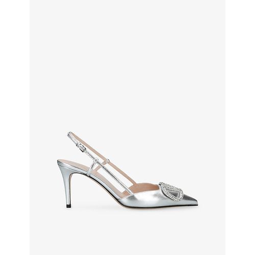 Womens Silver Vlogo Signature 80 Slingback Leather Heels Eur 5 Uk Women