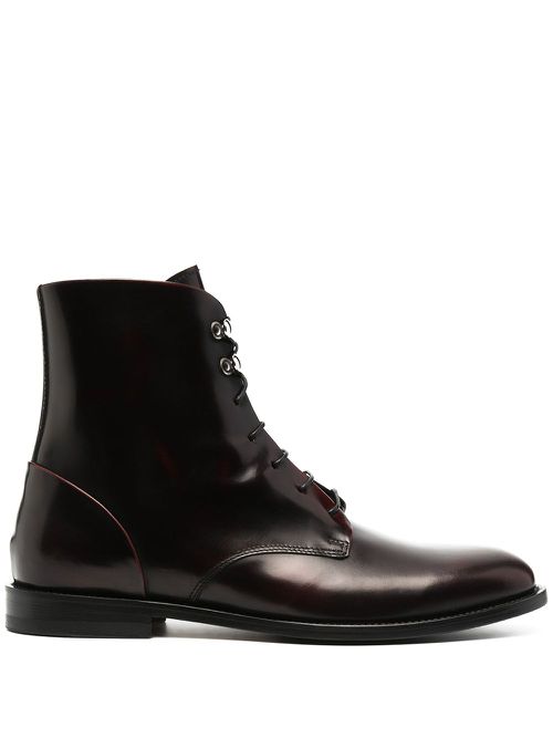 Eva lace-up leather boots - Red