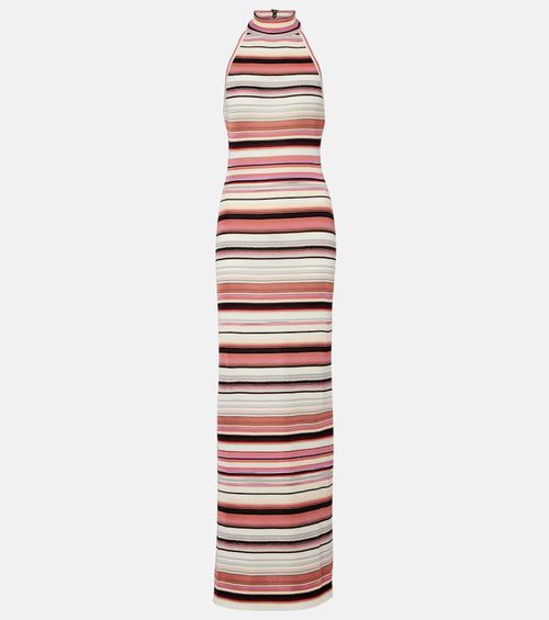 Striped halterneck maxi dress