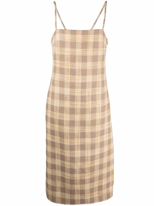 Checked midi dress - Neutrals