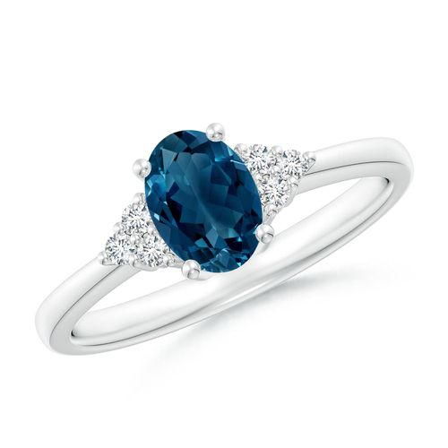 Angara 0.95 Carat Solitaire Oval London Blue Topaz and Diamond Promise Ring in Platinum