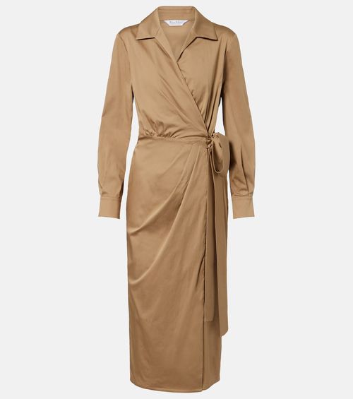 Beta cotton-blend satin wrap dress