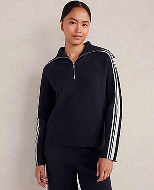 Ann Taylor Haven Well Within Sporty Stripe Half-Zip Pullover