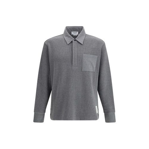 Cotton Knit Polo Shirt — Gray