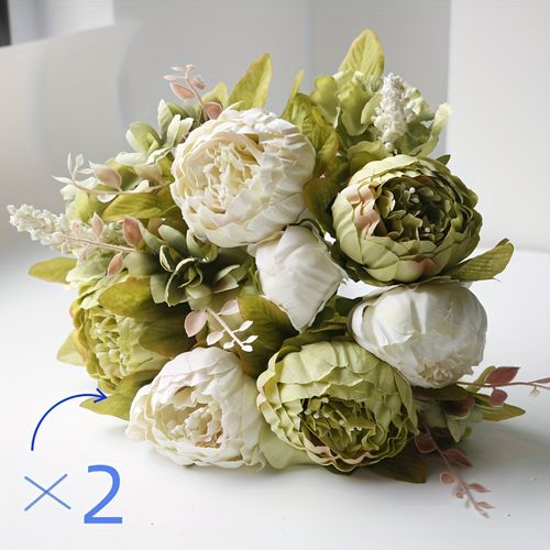 TEMU A Bunch/13 Artificial Flowers, Vintage Artificial Peonies Peony Flowers And For Wedding , Beautiful Floral Centerpiece Arransynthetic