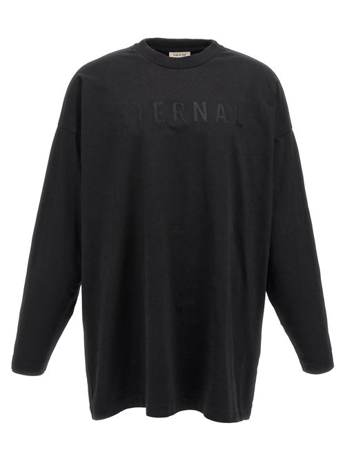 Tone-on-Tone Embroidered Cotton T-Shirt — Black