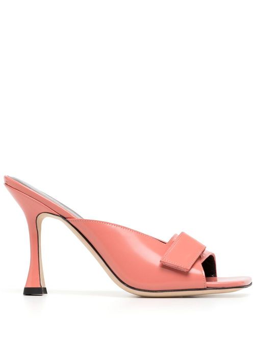 Olivia square-toe leather mules - Pink
