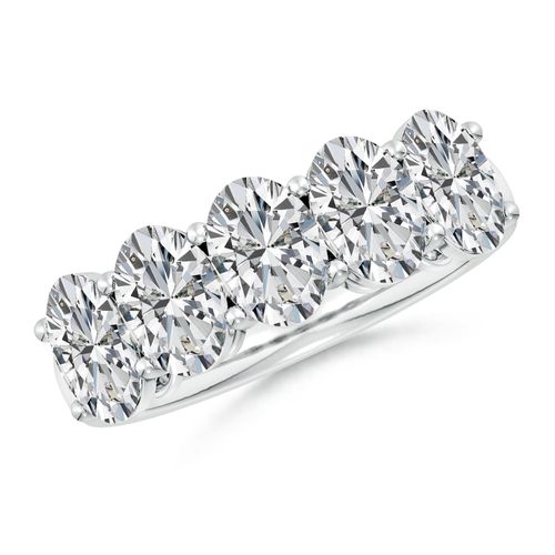 Angara 3.8 Carats Prong-Set Oval Diamond Five Stone Wedding Ring in Platinum