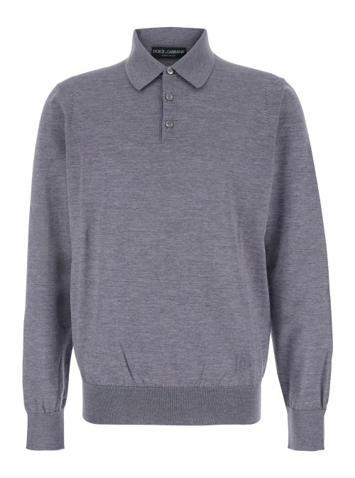 Virgin Wool Polo Shirt — Gray