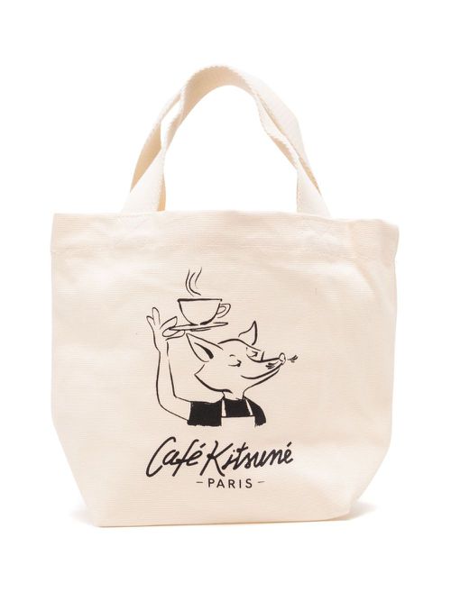 CAFÉ KITSUNÉ logo print canvas tote bag - Neutrals