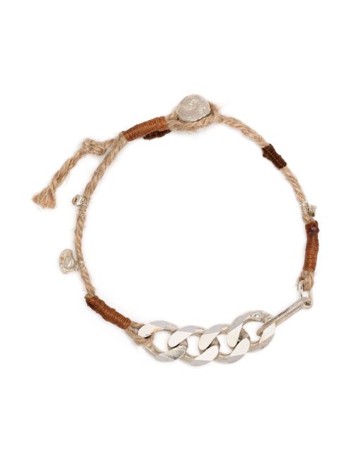 Chain-link detail beaded bracelet - Brown