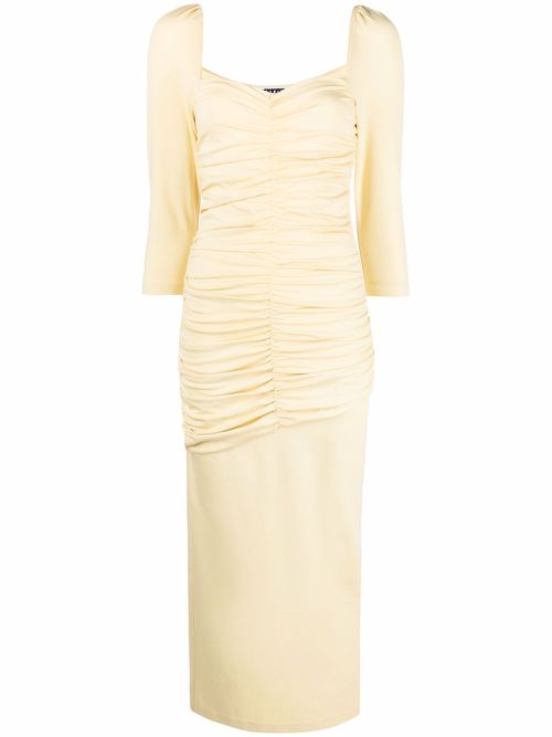 Freya draped-detail long dress - Yellow