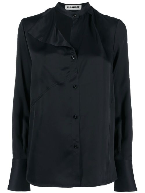 Button-front satin shirt - Blue