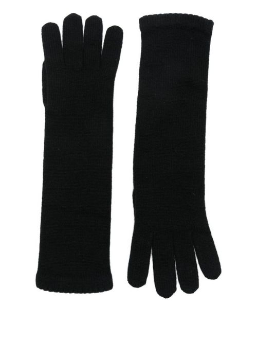 Black Solid Knitted Gloves