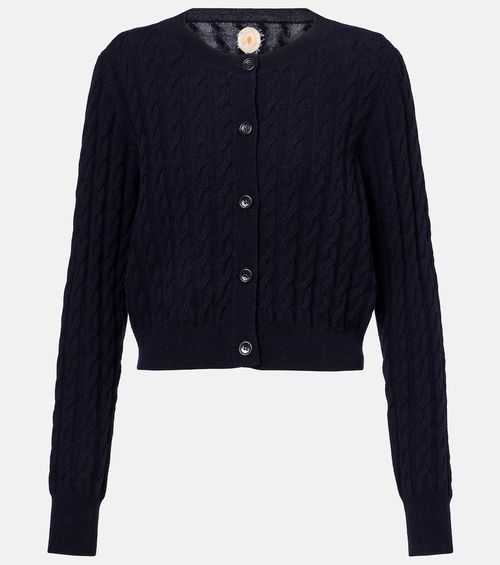 Cable-knit wool and cashmere cardigan