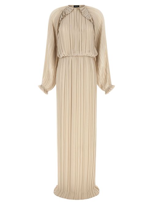 Pleated Long Dress — Beige