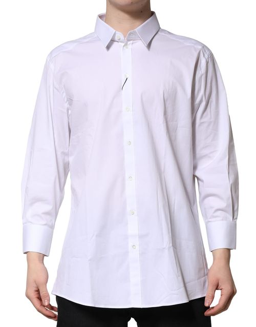 Cotton-Elastane Dress Shirt Shirt — White