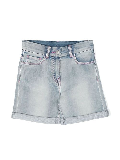 Logo-embroidered denim shorts - Blue
