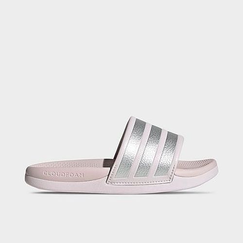 Girls Little Kids Adilette Comfort 2.0 Slide Sandals in Almost Pink/Silver Metallic/Almost Pink
