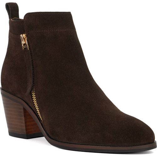 Dune London Womens Ladies Paicing - Block Heel Side Zip Boots - Brown Leather