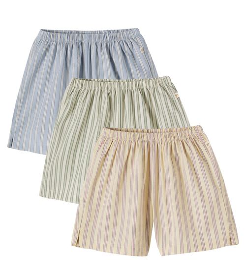 Konges Sløjd Azur set of 3 striped cotton poplin shorts