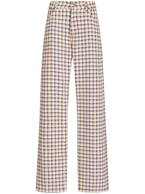 Check-jacquard wide-leg trousers - White
