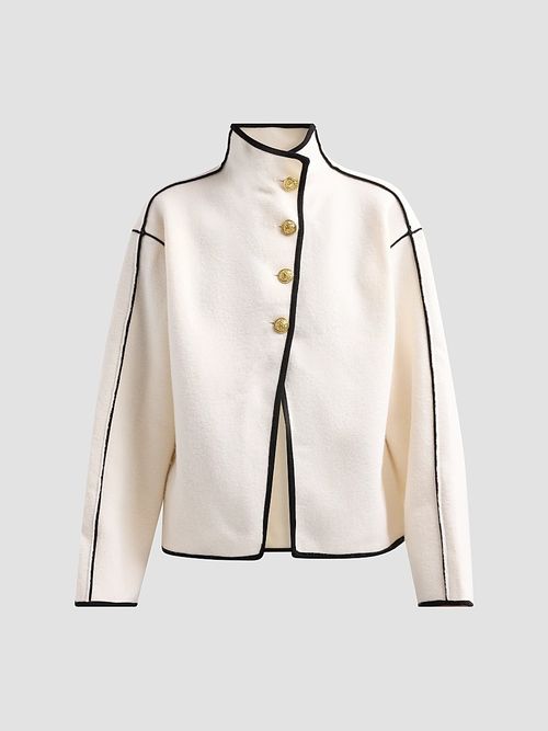 Women's Pearson Collared Sweater Jacket - Soft White Black