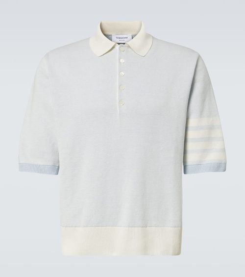 4-Bar linen and cotton polo shirt
