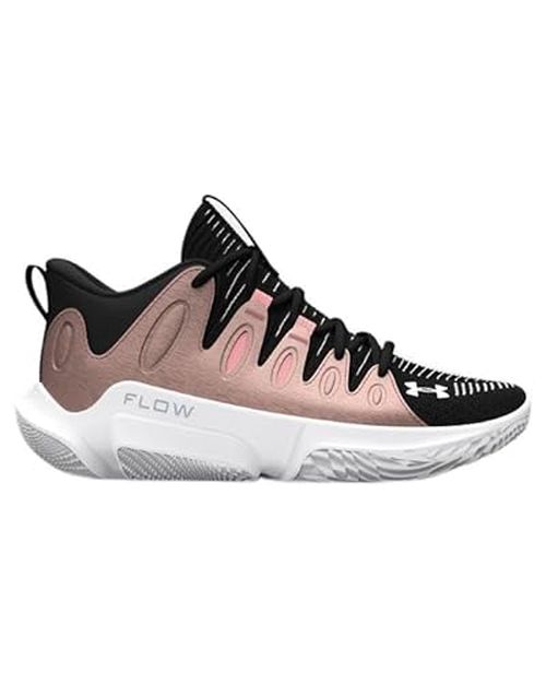 Under Armour Women's UA Flow Breakthru 4 Basketball Shoes (Black/Metallic Rose Gold/White - 003, US Footwear