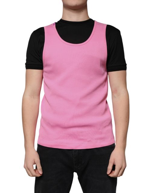Cotton Round Neck Sleeveless Tank Top — Pink