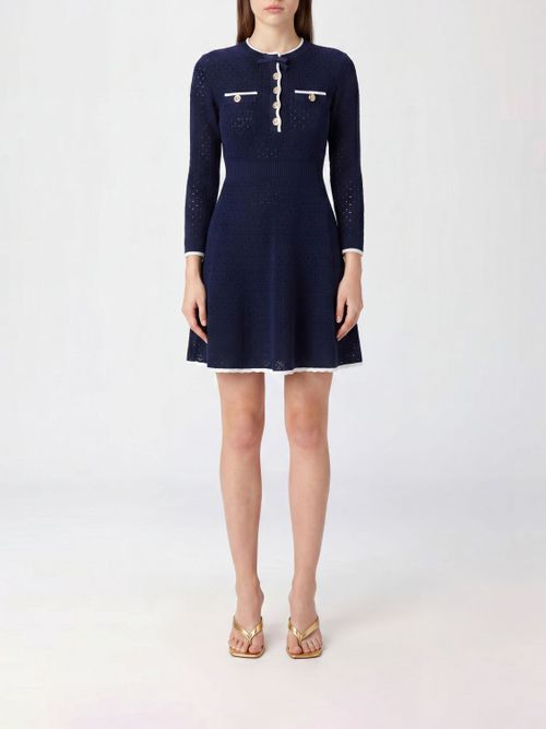 Long-Sleeved Viscose Knit Mini Dress with a Slim Fit