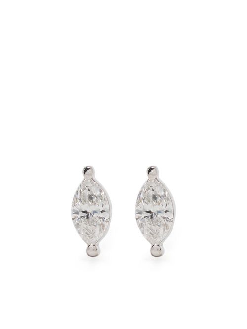 14kt white gold diamond stud earrings - Silver