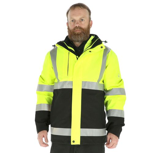 Men's HiVis 3-in-1 Rainwear Jacket - High Visibility, Waterproof, Breathable, Reflective Safety Coat with Removable Liner - Lime