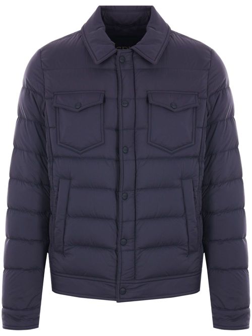 Classic-collar down jacket - Blue
