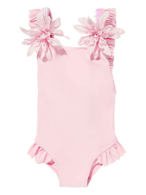 Ruffled flowered swimsuit - Pink