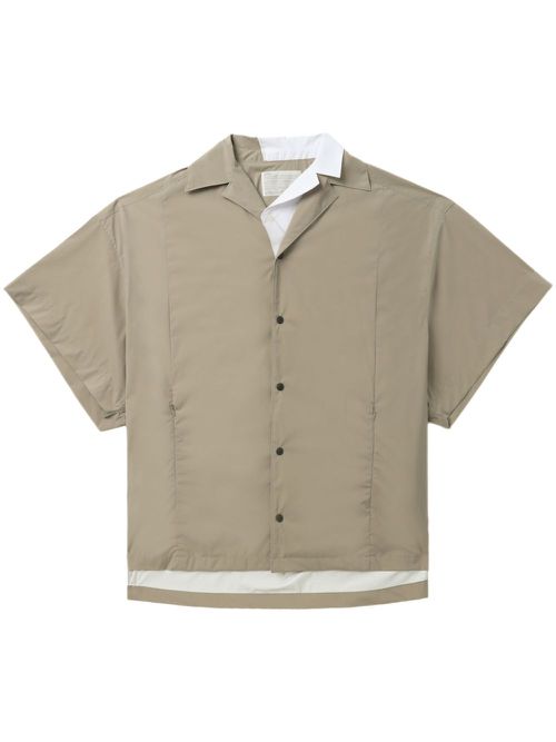 Contrast-collar layered shirt - Neutrals