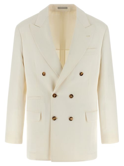 Linen Silk Blazer White