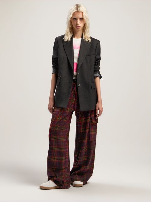 Overdyed Check Cargo Pants Woman  Burgundy