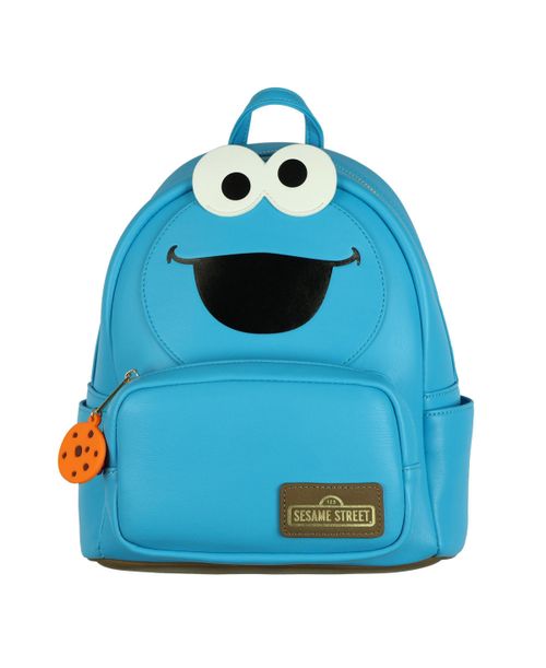 Cookie Monster 11 Inch Mini Backpack Character Faux Leather Small Purse - Blue